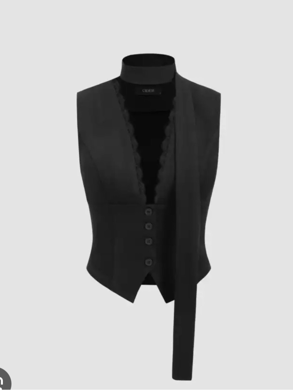 Cider Black Lace-Trim Buttoned Vest